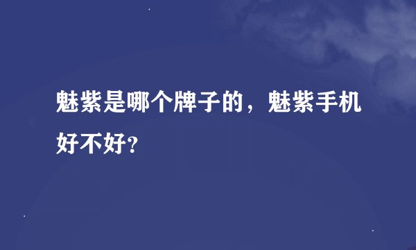 魅紫是哪个牌子的，魅紫手机好不好？