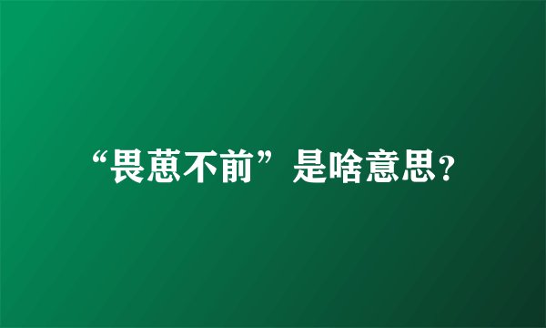 “畏葸不前”是啥意思？