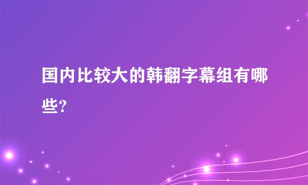 国内比较大的韩翻字幕组有哪些?