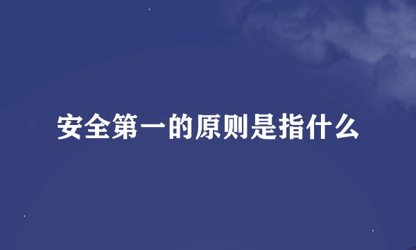 安全第一的原则是指什么