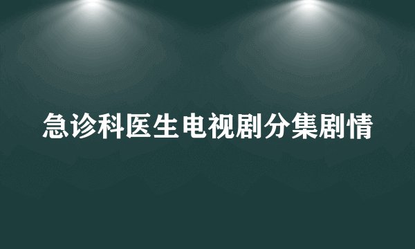 急诊科医生电视剧分集剧情