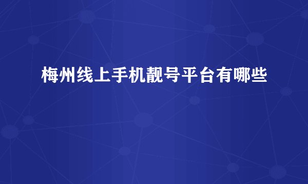 梅州线上手机靓号平台有哪些