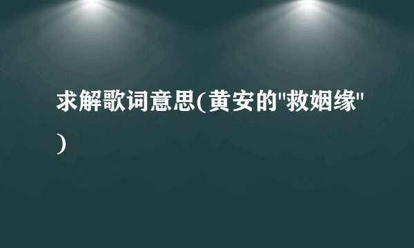 求解歌词意思(黄安的