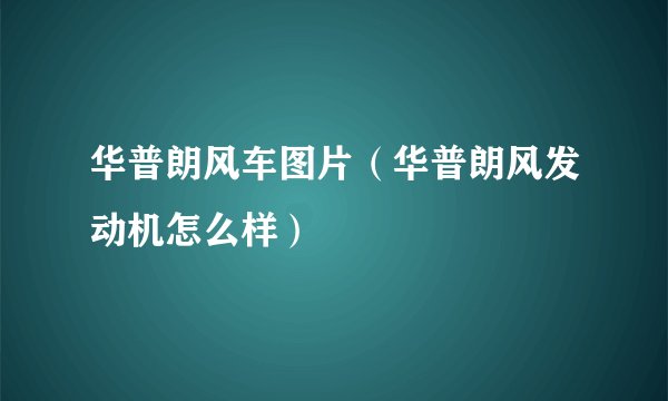 华普朗风车图片（华普朗风发动机怎么样）