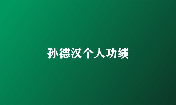 孙德汉个人功绩