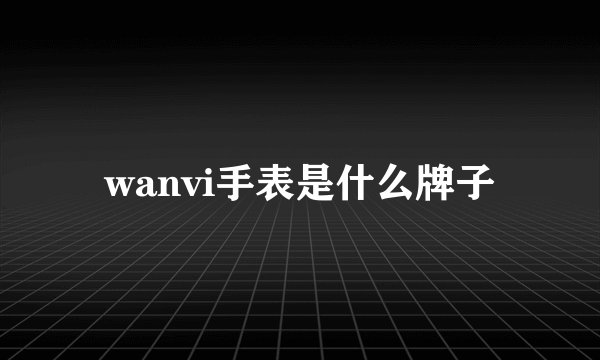 wanvi手表是什么牌子
