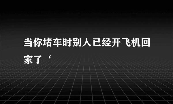 当你堵车时别人已经开飞机回家了‘