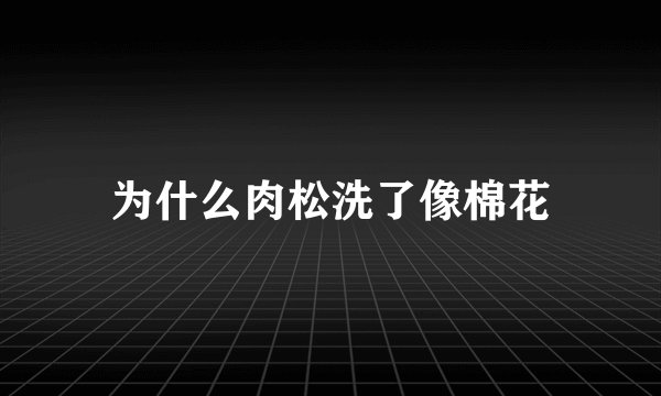 为什么肉松洗了像棉花