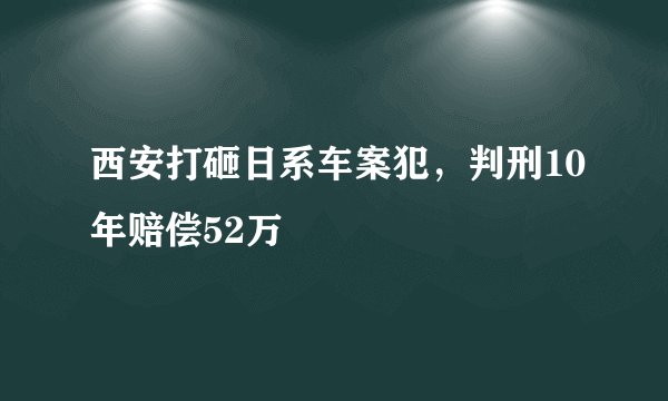 西安打砸日系车案犯，判刑10年赔偿52万