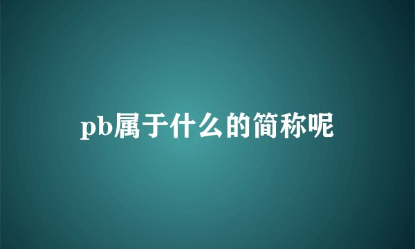 pb属于什么的简称呢