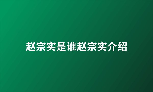 赵宗实是谁赵宗实介绍