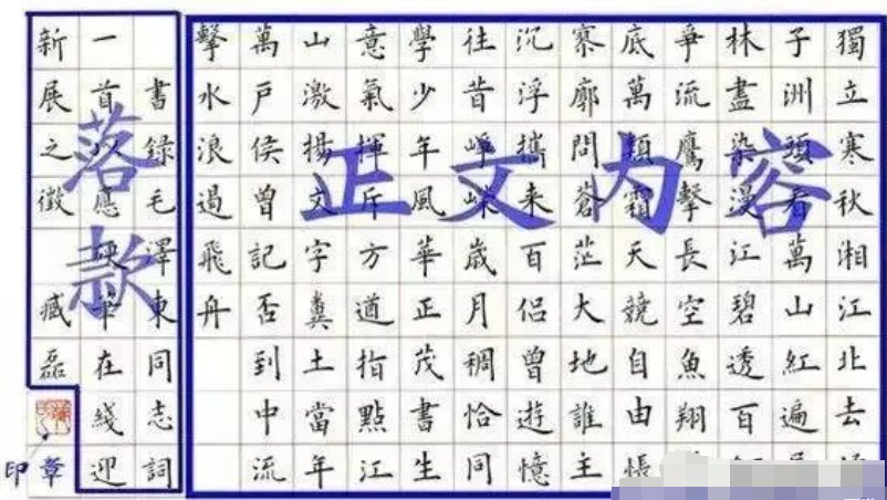 硬笔书法作品的格式图