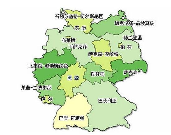 求清晰的德国地图，要有各个州及重要城市