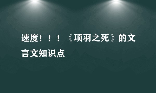 速度！！！《项羽之死》的文言文知识点