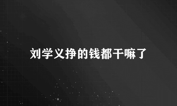 刘学义挣的钱都干嘛了