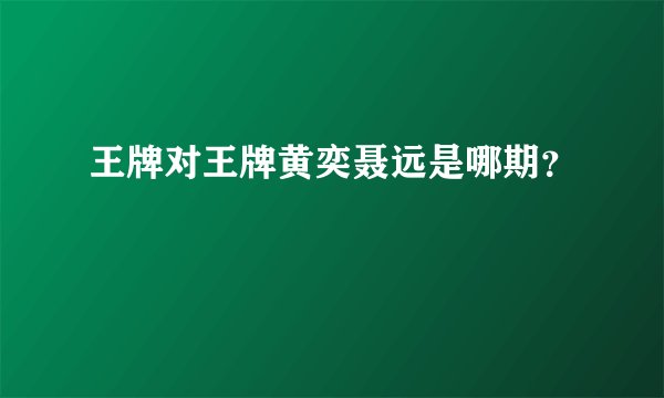 王牌对王牌黄奕聂远是哪期？