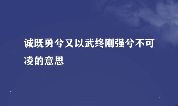 诚既勇兮又以武终刚强兮不可凌的意思