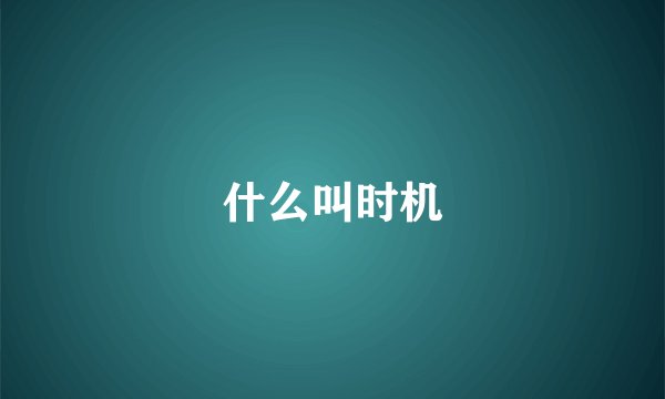 什么叫时机