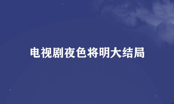 电视剧夜色将明大结局