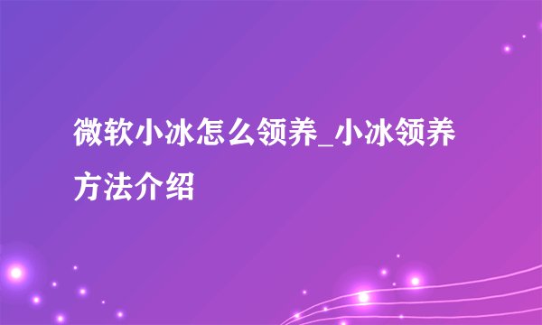 微软小冰怎么领养_小冰领养方法介绍