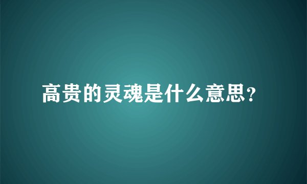 高贵的灵魂是什么意思？