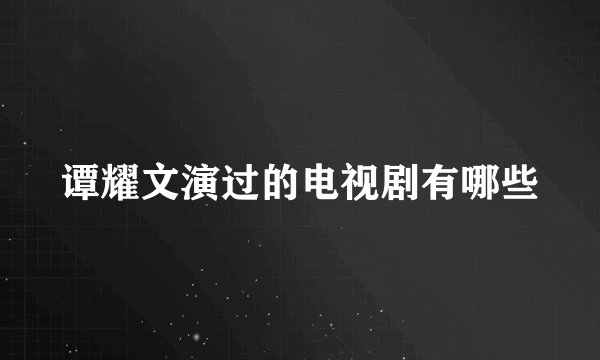 谭耀文演过的电视剧有哪些