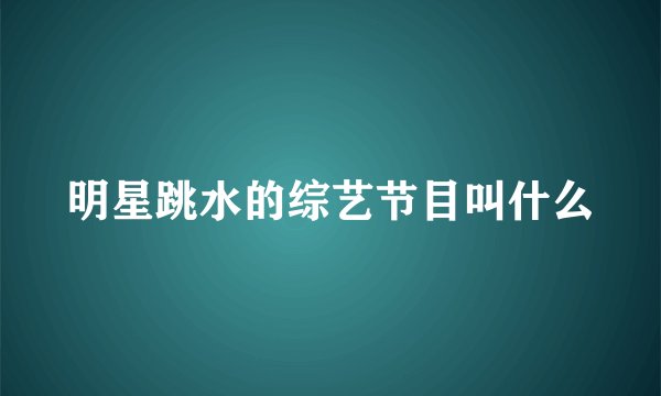 明星跳水的综艺节目叫什么