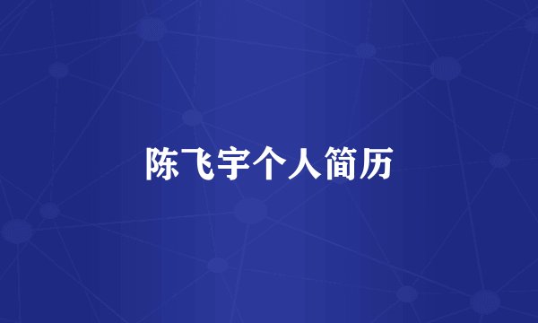 陈飞宇个人简历