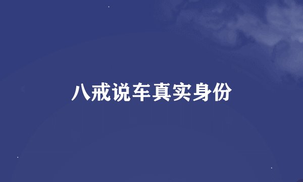 八戒说车真实身份