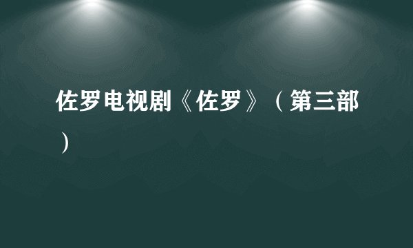 佐罗电视剧《佐罗》（第三部）