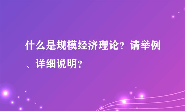 什么是规模经济理论？请举例、详细说明？