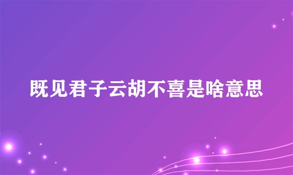 既见君子云胡不喜是啥意思