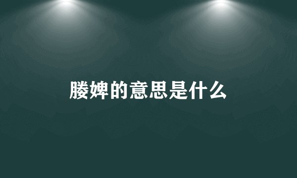 媵婢的意思是什么