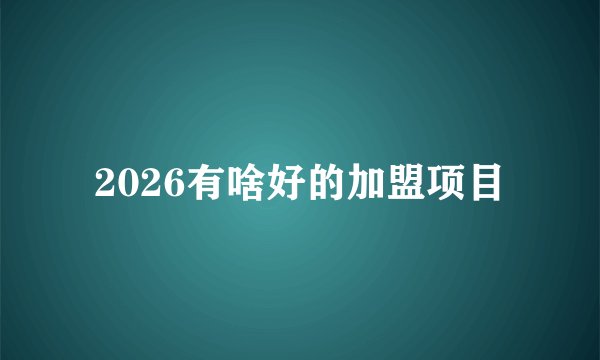 2026有啥好的加盟项目