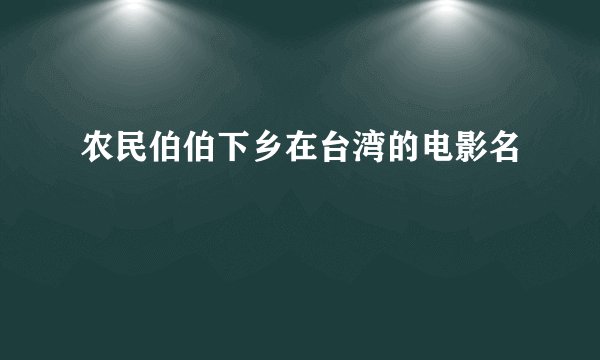 农民伯伯下乡在台湾的电影名