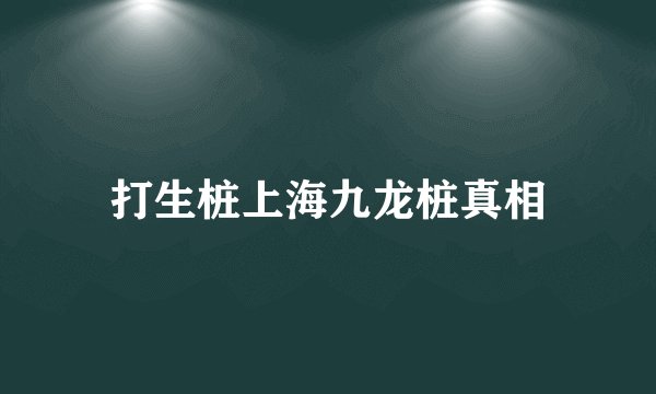打生桩上海九龙桩真相