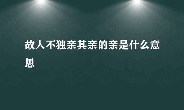 故人不独亲其亲的亲是什么意思