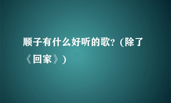 顺子有什么好听的歌?(除了《回家》)