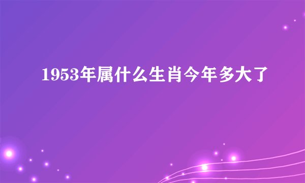 1953年属什么生肖今年多大了