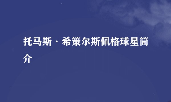托马斯·希策尔斯佩格球星简介