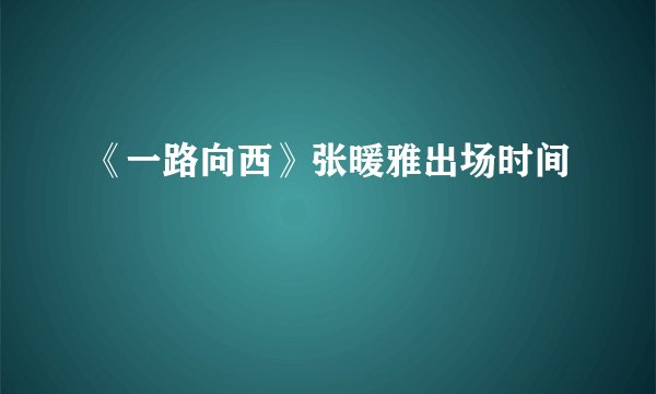 《一路向西》张暖雅出场时间