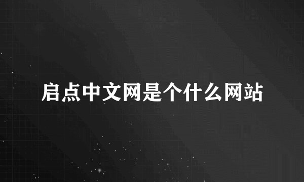 启点中文网是个什么网站