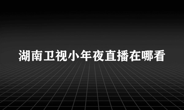 湖南卫视小年夜直播在哪看