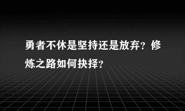 勇者不休是坚持还是放弃？修炼之路如何抉择？