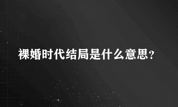 裸婚时代结局是什么意思？