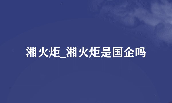 湘火炬_湘火炬是国企吗