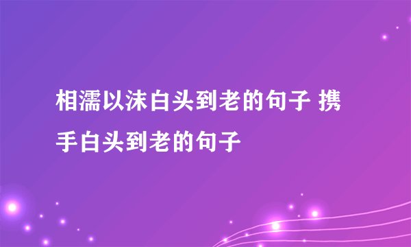 相濡以沫白头到老的句子 携手白头到老的句子