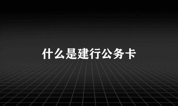 什么是建行公务卡