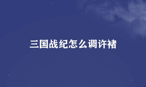 三国战纪怎么调许褚