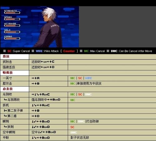 拳皇2000的出招表